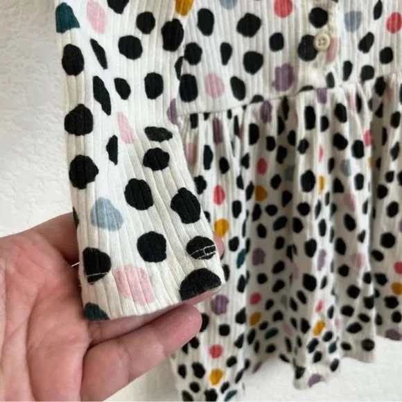 Hanna Andersson Rainbow Ribbed Dotted Abstract Painters Long Sleeve Dress - Picture 3 of 6